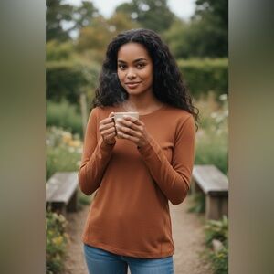 Rachel Zoe Mustard Yellow
Slub Knit Long Sleeve
Crewneck Top